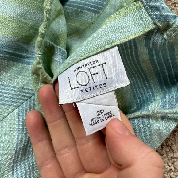 LOFT Green and blue linen two piece set - Picture 6 of 8